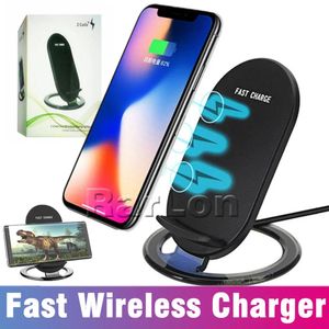 Laddare för iPhone X 2 -spolar Fast Wireless Charger Qi Fast Wireless Charging Pad Stand för Samsung Galaxy Note 8 S8 S9 Plus med paketet