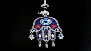 Evil Eye Wall Hanging Turkiet Evil Eye Pärlor med Hamsa Handbil Keychain Blue Evil Eye Eye Tassel Charm Wall Hängande smycken Key Ring 8030810