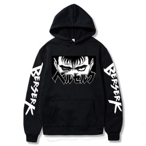 Japonya Anime Berserk Haruku bağırsak gözleri manga kapüşonlar gotik kış kazak moda uzun kollu erkek siyah sweatshirt