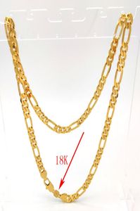 18 K Stamp Link Ltalian Figaro Chain Solid Gold Authentic Finish Halsband 24 Quot 8 600 mm män och kvinnor3543239