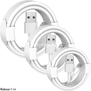Höghastighet USB -kabel Fast Micro USB Type C laddningskablar 1 M Hög kvalitet för Samsung S22 S23 S24 Xiaomi Huawei B1 1M 3ft