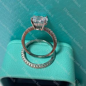 Designer anel de diamante requintado mulheres 925 sliver anel de noivado de alta qualidade conjunto de jóias de casamento de luxo senhoras aniversário presente de dia dos namorados com caixa