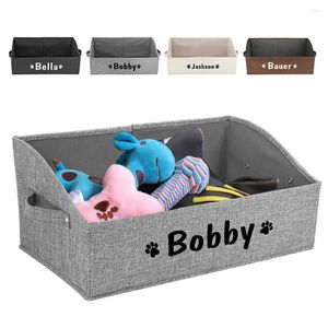 Hundkläder Custom Toy Box Accessory Storage Bin med handtag Pet Organizer Basket For Toys Clothets Filtar Leases Pug