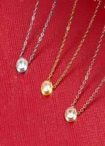 2022 Singel CZ Diamond Pinging Rose Gold Silver Color Colar para mulheres Jóias de traje de colarinho vintage apenas com BAG64890898457670