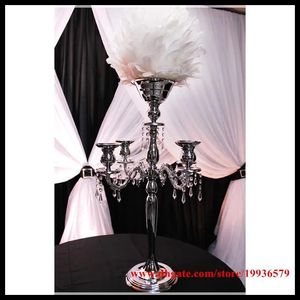 Holders 10 pcs/lot 29" gold &sliver 5 arm candelabra centerpiece with flower bowl for wedding decor