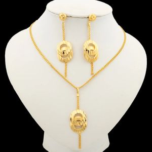 Dubai Gold Color Necklace Jewelry Set for Women Dangle Earrings and Bridal Weddings Engagement Jewellery Gift 231226