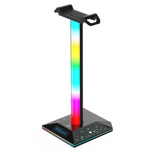 Earphones RGB Gaming Headphone Stand Translucent LED Light Computer Desktop Display Holder USB2.0 Port 3.5mm Audio Touch Control for PC