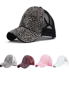 Women Hat Summer Women Rhinestone Hat Female Baseball Cap Breattable Mesh Bling Diamond Male Baseball Cap Casquette Homme A8 PS0372912198