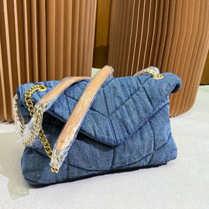 Cowboy Cloud Bag Washing Denim Chain Handbag Crossbody Bag Women Flap Messenger Purse Fashion Gold Hårdvarutillbehör Koppling Hög kvalitet