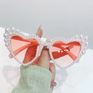 Sunglasses Love Europe And The United States Pearl Birthday Wedding Party Candy Sweet Elegant Street Po Glasses