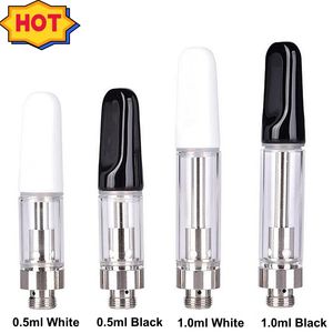 Ceramic Coil Atomizers A13 vape Cartridges 0.5ml 1.0ml Capacity White Black 510 Thread Clear Glass Tank Carts puff 600 1200 9000 7000 Atomizers USA Canada Fast Shipping