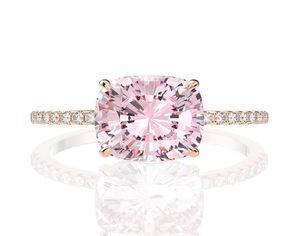 18K Rose Gold Pink Sapphire Diamond Ring 925 Srebrny Party Wedding Pierścienie dla kobiet Fine Jewelry246T5586937