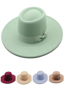 Fedora Hat Lomen Men Marge Brim Cap Woman Manフラットトップハットガールズレディースファッションボウノットキャップメンズトリルビーチャポー春秋Wi6074350