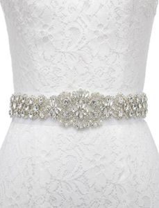 Bältesblomma Design Crystal Rhinestone Applique Iron On Ribbon Bridal Belt Evening Dress Wedding Sashbelts9545050