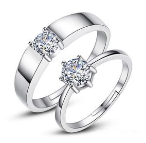 j152 S925 sterling Silver Cain مع أزياء الماس البسيط Zircon Pair Ring Jewelry Valentine039S Day Giftpship3755462