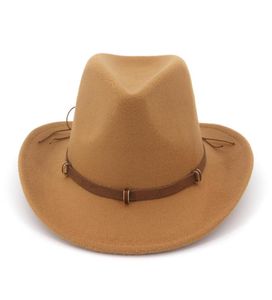 2019 Fashion Women Man Wool Felt Western Cowboy Hats Wide Brim Jazz Fedora Trilby Cap Panama Style Carnival Hat Floppy Cloche Cap7374792