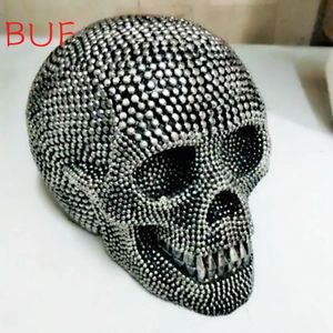 BUF Big Silver/Gold Skull Statue Rzemiosła ozdoby dekoracyjne Halloween Dekoracja rzeźbia wystroju domu 231225