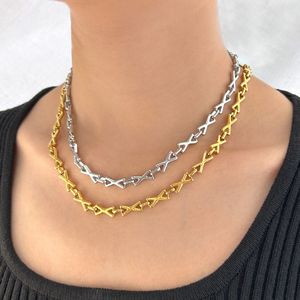 ins Internet celebrity letter X titanium steel necklace bracelet personality versatile clavicle chain, hip hop necklace, high-end fashion bracelet