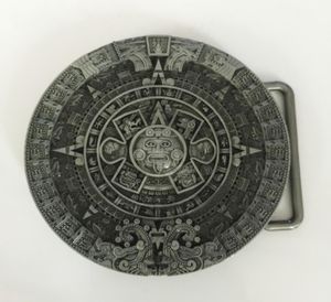 1 pz. Fibbia rotonda con calendario azteco Hebillas Cinturon Men039s Fibbia per cintura in metallo da cowboy occidentale misura cinture larghe 4 cm3278098