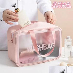 Borse portaoggetti Custodia da viaggio Articoli da toeletta Organizzare Borsa portatile cosmetica in PVC impermeabile da donna Custodia trasparente per trucco con cerniera Lavaggio femminile K Oth0T