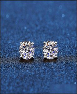 Stud Earrings Jewelry Real 14K White Gold Plated Sterling Sier 4 Prong Diamond Earring For Women Men Ear 1Ct 2Ct 4Ct 220211 Drop D9593880