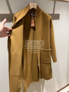 Casacos femininos outono e inverno loro cashmere marrom sobretudos piana