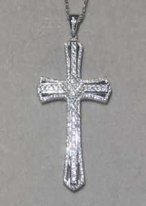Moda grande 925 prata esterlina requintado bíblia jesus pingente colar para mulheres crucifixo charme pavimentar simulado diamante jóias9923100