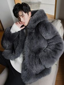 Inverno stile classico morbido caldo cappotto in pelliccia sintetica manica lunga plus size designer uomo streetwear abbigliamento soffice giacca Z67 231226