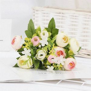 Dekoratif çiçekler yapay ipek leylaklar gül buket yeşil bitki yemek masası dekorasyon simülasyonu çiçek mor beyaz gül çiçek