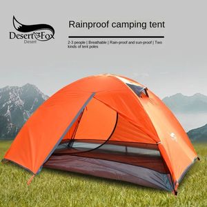 Desert Outdoor Tent Double Double decker Camping Rain and Sun Protection Multi person Portable Overnight Hiking 231225