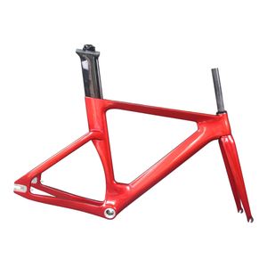 Vollcarbon-Bahn-Fahrradrahmen TR013 Fixed Gear Track Racing Metallic-Rot-Lackierung Neuer hinterer Aufhänger