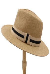 Skąpy brzegowe czapki 2021 6 Kolor Summer Women Men Men Słomy Sun Hat z szeroką Panamą na plażę Fedora Jazz Rozmiar 5658 cm A0154XSJ7326384