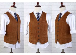 Men's Deerskin Veet Suit Best Man Wedding Clothing Jacket Victorian Style Steampunk Casual Business Vest