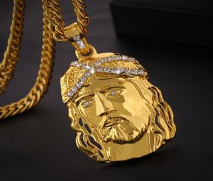 Hänghalsband Guld Big Jesus Penddant -halsband för mänkvinnor och 2953in kedjelängd Hip Hop Jewelry9678093