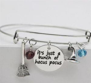 10pcs lot It039s Just A Bunch of Hocus Pocus Charm pendant Bangle Hocus Pocus Inspired Halloween bracelet229P49541533753804