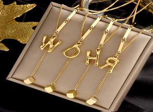 Personalizzato 26 lettere iniziali dell'alfabeto Costellazione Collane con pendente Collana personalizzata in acciaio inossidabile color oro AZ catena fashio4223655