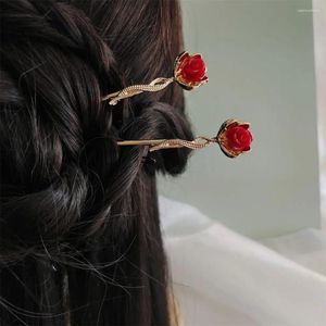 Hair Clips Vintage Rose Sticks For Women Chinese Style Metal Forks Disk Hairstick Hairchopsticks Hairpins Accessories