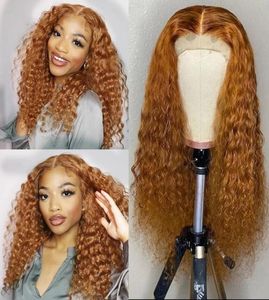 Lightmediadark bruna lockiga peruker för svarta kvinnor brasilianskt mänskligt hår långt djupt våg syntetiska spetsar front wig7925211