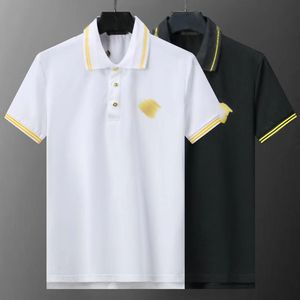 Herrpolo skjorta designer polos skjortor för man mode fokus broderi orm strumpor små bin tryck mönster klädkläder tee svart vit mens t shirt m-3xl