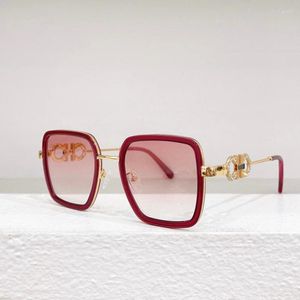 Sunglasses Metal Acetate Square Large Frame Women's 245SR Elegant Rhinestone Men's Glasses 7 Colors Red Green Black Orange Beige