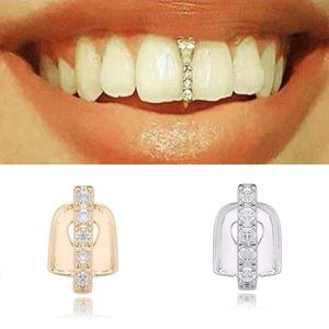 Bangle Hip Hop Teeth Caps Grillz Top Crystal Grills Dental Mouth Punk Vampire Teeth Caps Cosplay Party Tooth Rapper roliga smycken gåvor