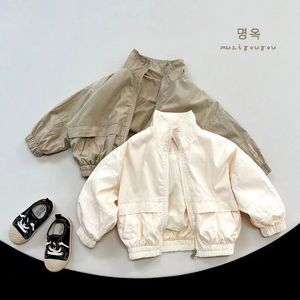 2-8y Modna dziewczynka chłopiec z bawełny kurtka niemowlęta dziecięce płaszcz dla dzieci jesienne wiosna lato solidny kolor słońca ochrania ubrania dla dzieci 231225