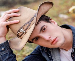 36 STLYE 100 skórzanych mężczyzn Western Cowboy Hat for Gentleman Dad Cowgirl Sombrero Hombre Caps Big Size xxl Duża głowa 22030230533832617399