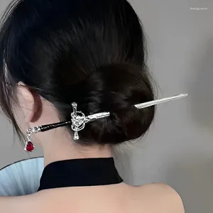 Grampos de cabelo vintage metal espada hairpin headdress estilo chinês varas titular pauzinhos para acessórios femininos