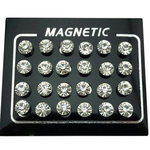 Stud Regelin 12 Par / Lote 4 5 6 7mm Redondo Cristal Strass Ímã Brinco Puck Mulheres Mens Magnético Falso Ear Plug Jóias229S6666699