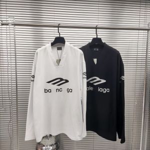 Marca de luxo fardo oversized nc v pescoço longo camiseta lavada camisetas ia unissex solto encaixe camiseta