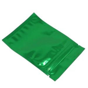 Sacchetto di pacchetto di foglio di alluminio richiudibile con chiusura a zip verde opaco Vendita al dettaglio 200 pezzi / lotto Sacchetto di cerniera per alimenti Snack per tè Imballaggio a prova di acqua Foglio di Mylar Isgf