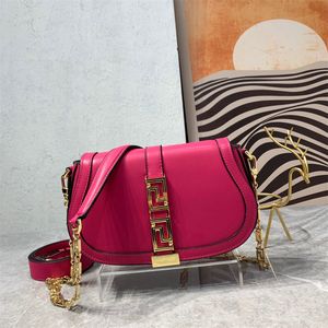 GRECE GODDESS 24 carteira de alta qualidade com design de corrente magnética abrindo e fechando bolsa de couro de vaca bolsa mensageiro retrô portátil feminina roxa.