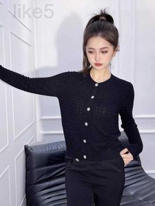 Women's Sweaters Designer Brand Knitted Cardigan 23 Autumn New Round Neck Yarn Texture Lace Cuffs Small Jacket for Women 69MY