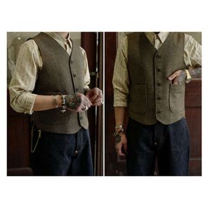 Men's Retro Tweed Wool Sportsman Slim Suit Waistcoat